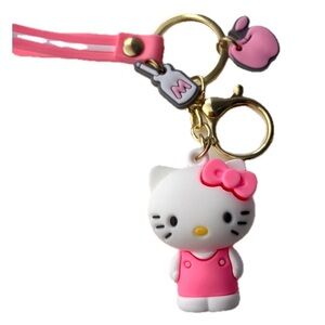 Hello Kitty Bubblegum Pink and White Keychain\Backpack Charm with Gold Accents